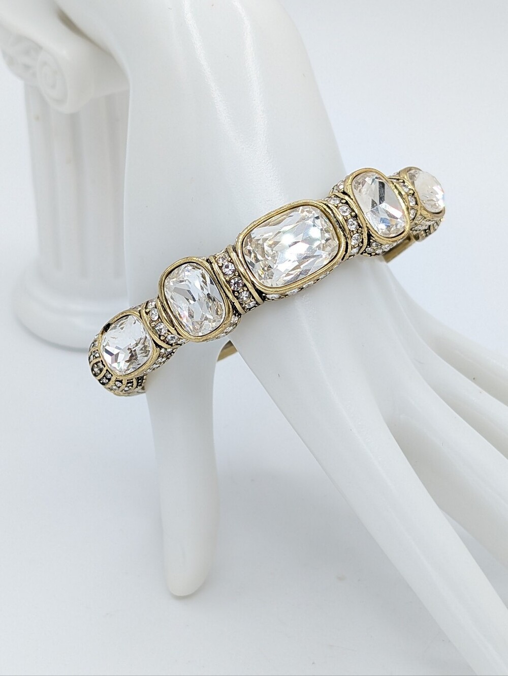 Heidi Daus Grand Slam Crystal Bangle Bracelet Large White